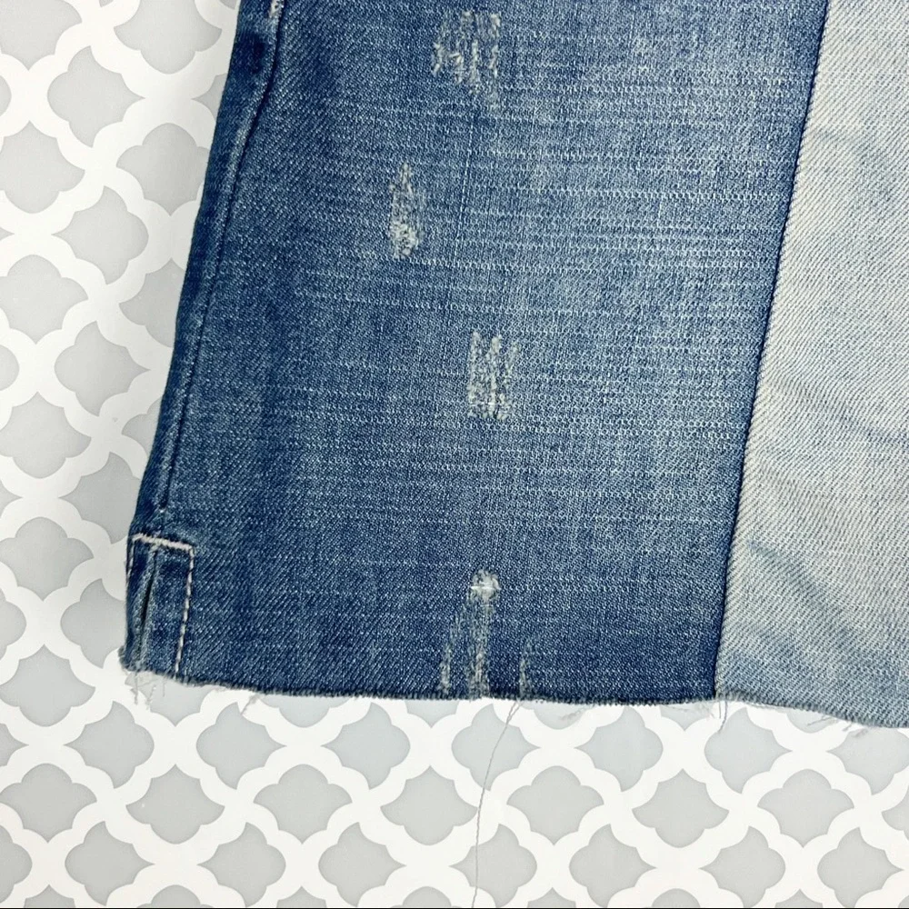 EUC One Teaspoon 2020 Medium Wash Two-Tone Distressed Denim Mini Skirt - Picture 8 of 12